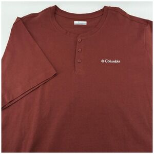 Columbia Henley T-Shirt Men's Size XL Burgundy Short Sleeve Casual